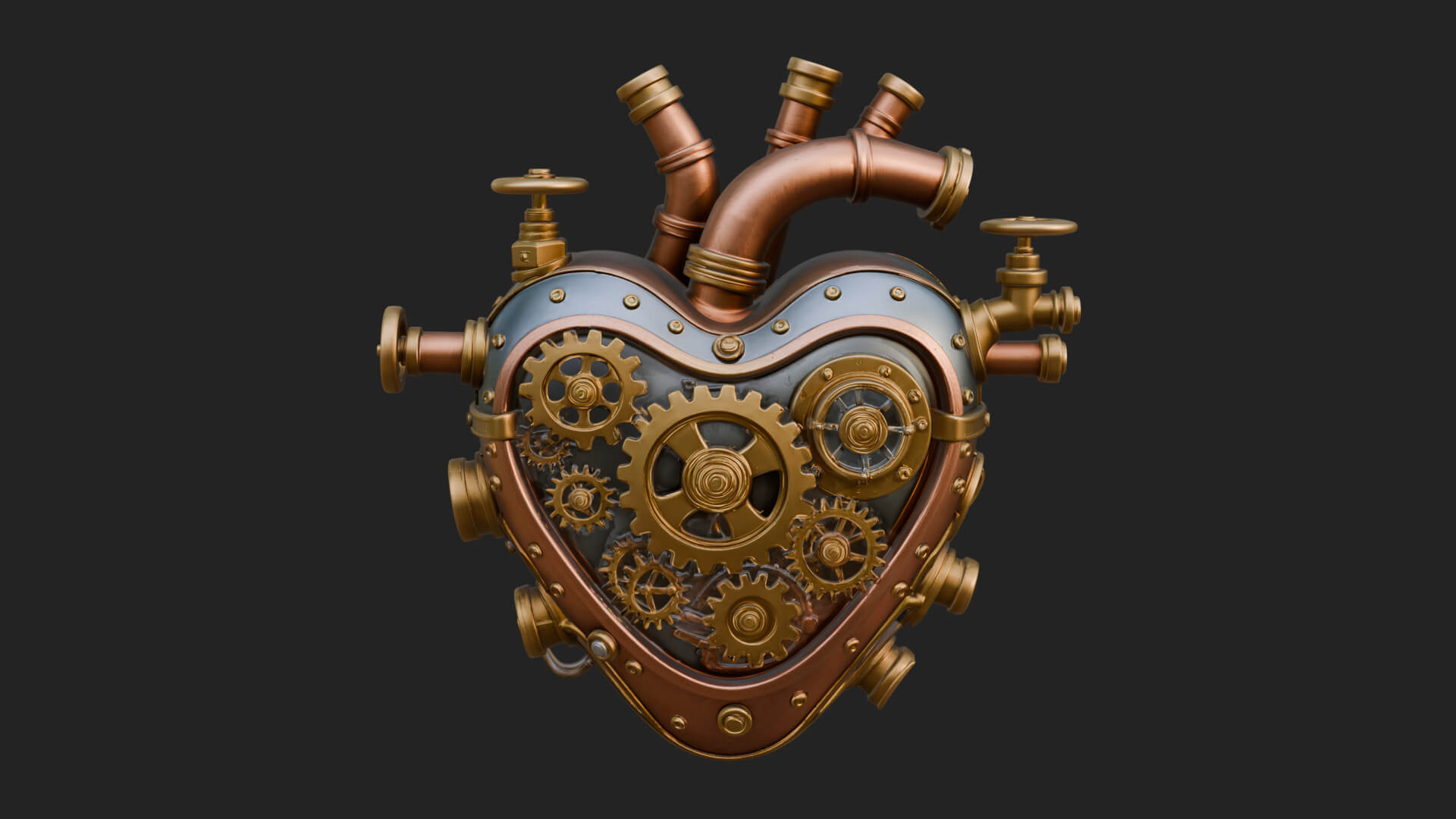 Steampunk Mechanical Heart Statue Design 18 3D Print 3D Model