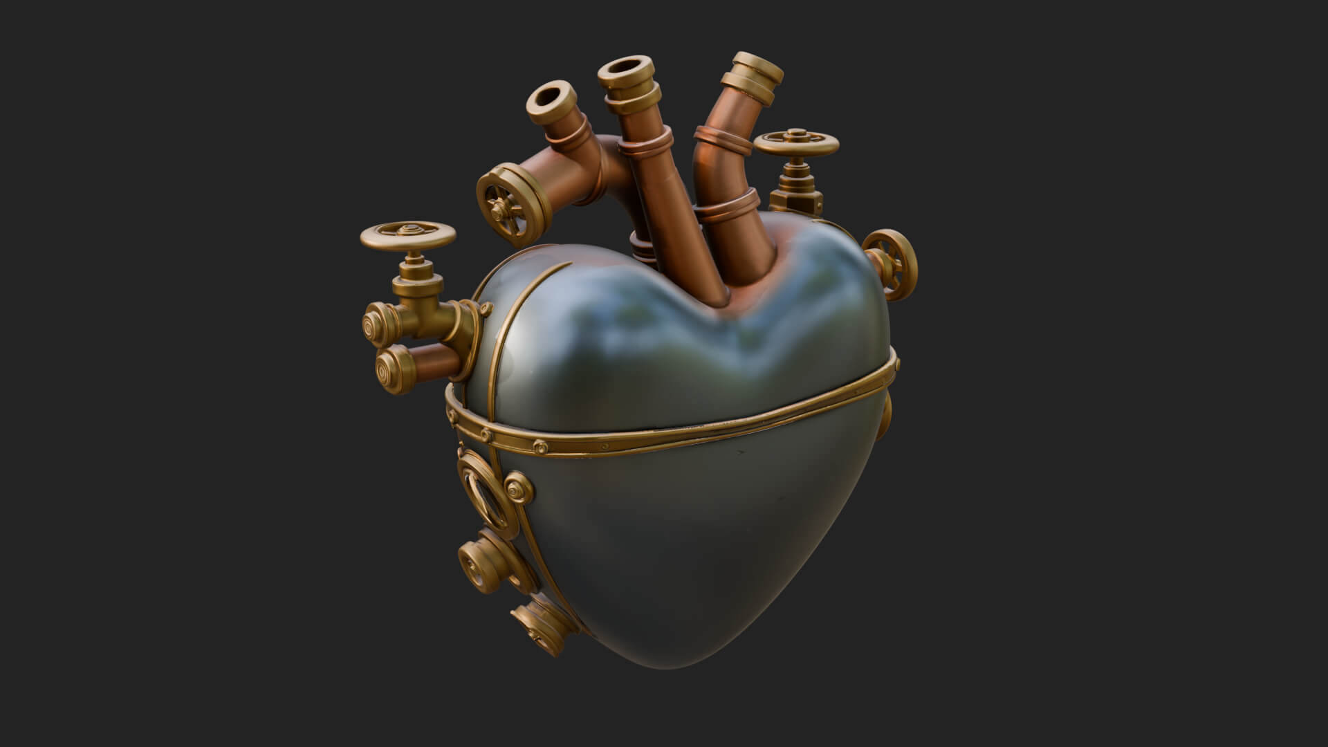 Steampunk Mechanical Heart Statue Design 18 3D Print 3D Model