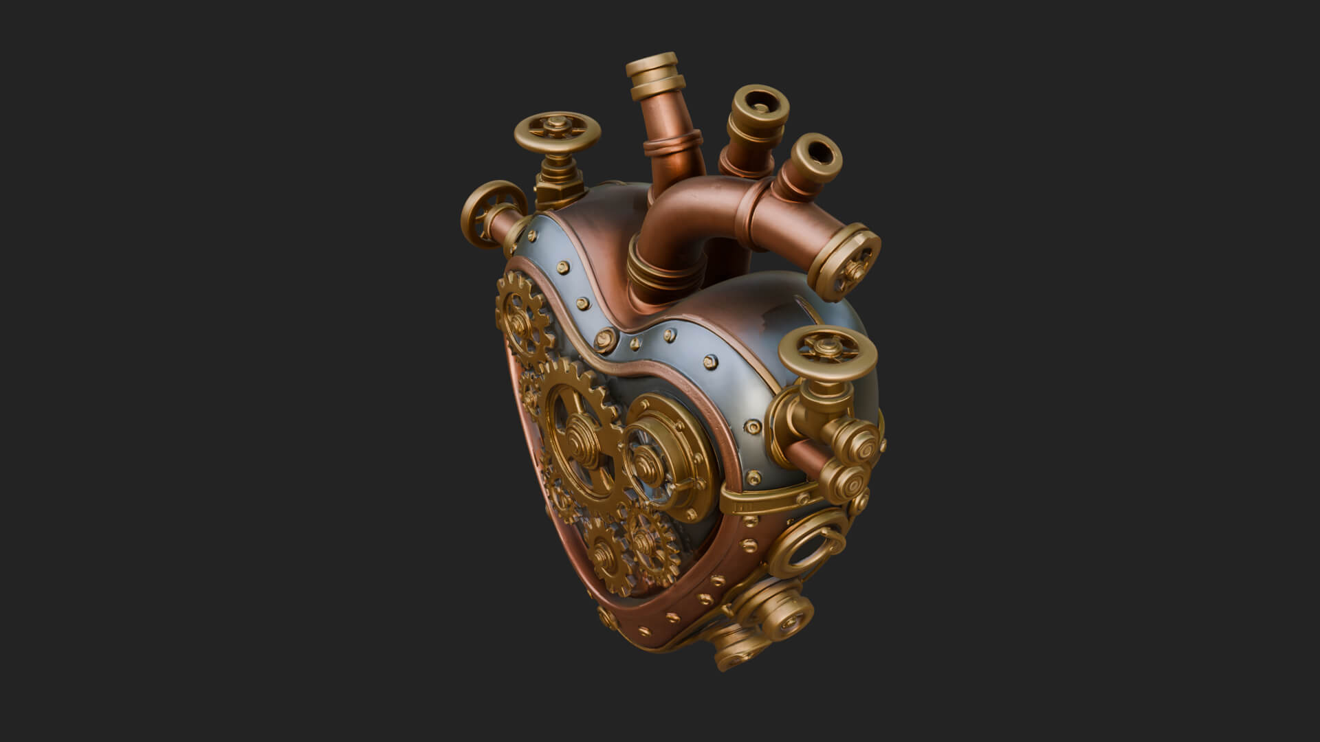 Steampunk Mechanical Heart Statue Design 18 3D Print 3D Model
