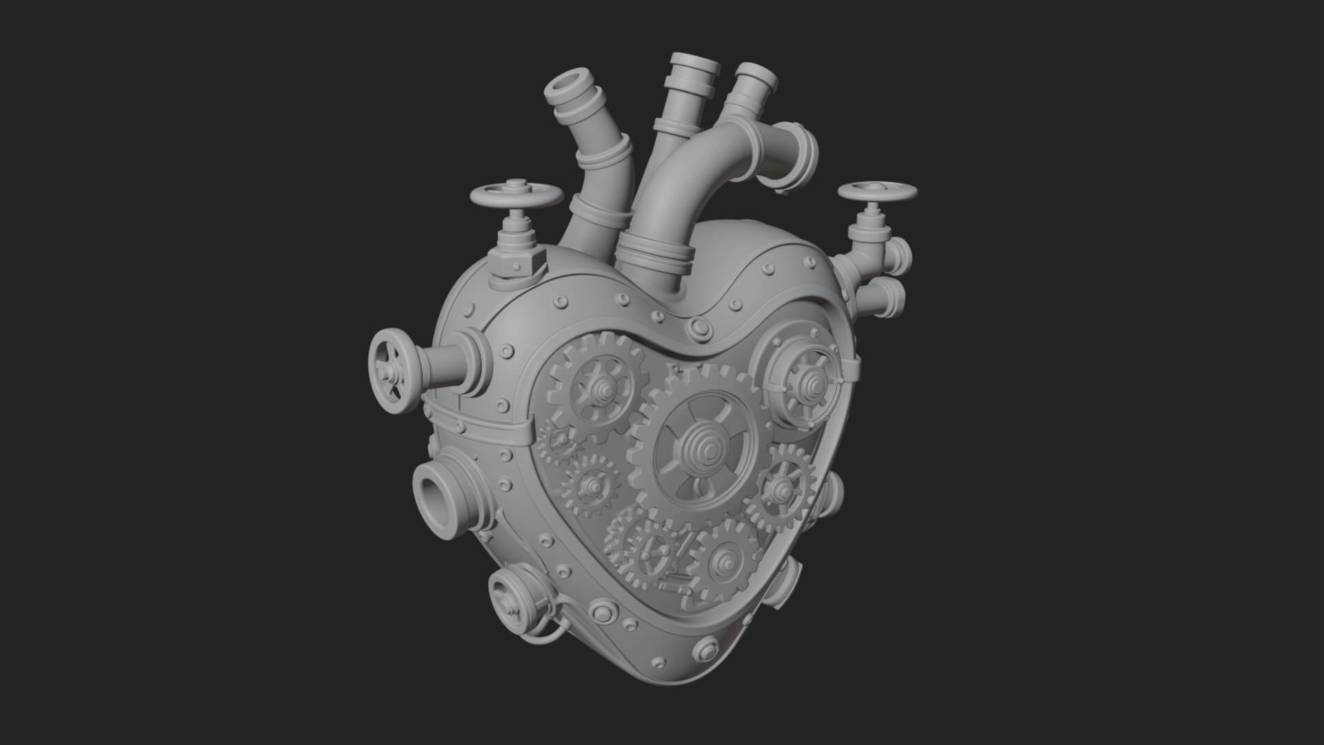 Steampunk Mechanical Heart Statue Design 18 3D Print 3D Model