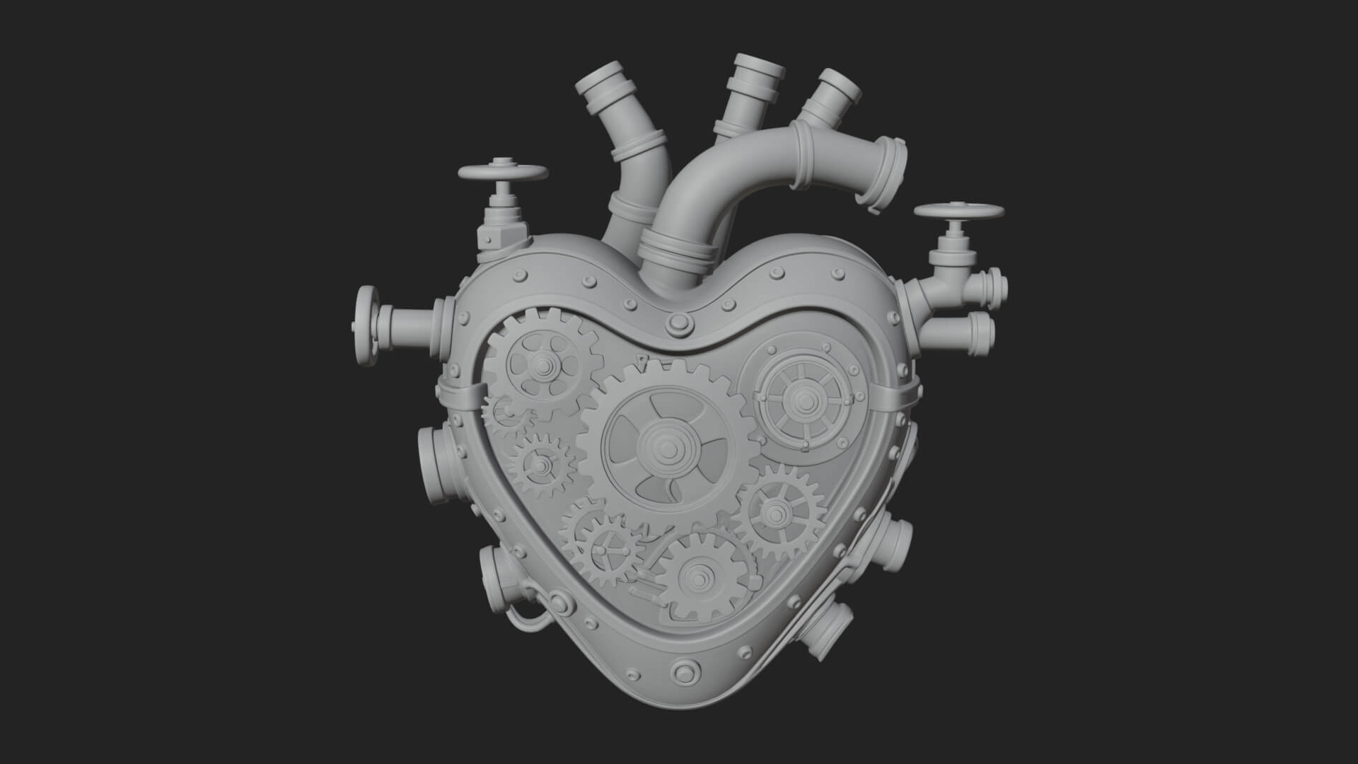 Steampunk Mechanical Heart Statue Design 18 3D Print 3D Model