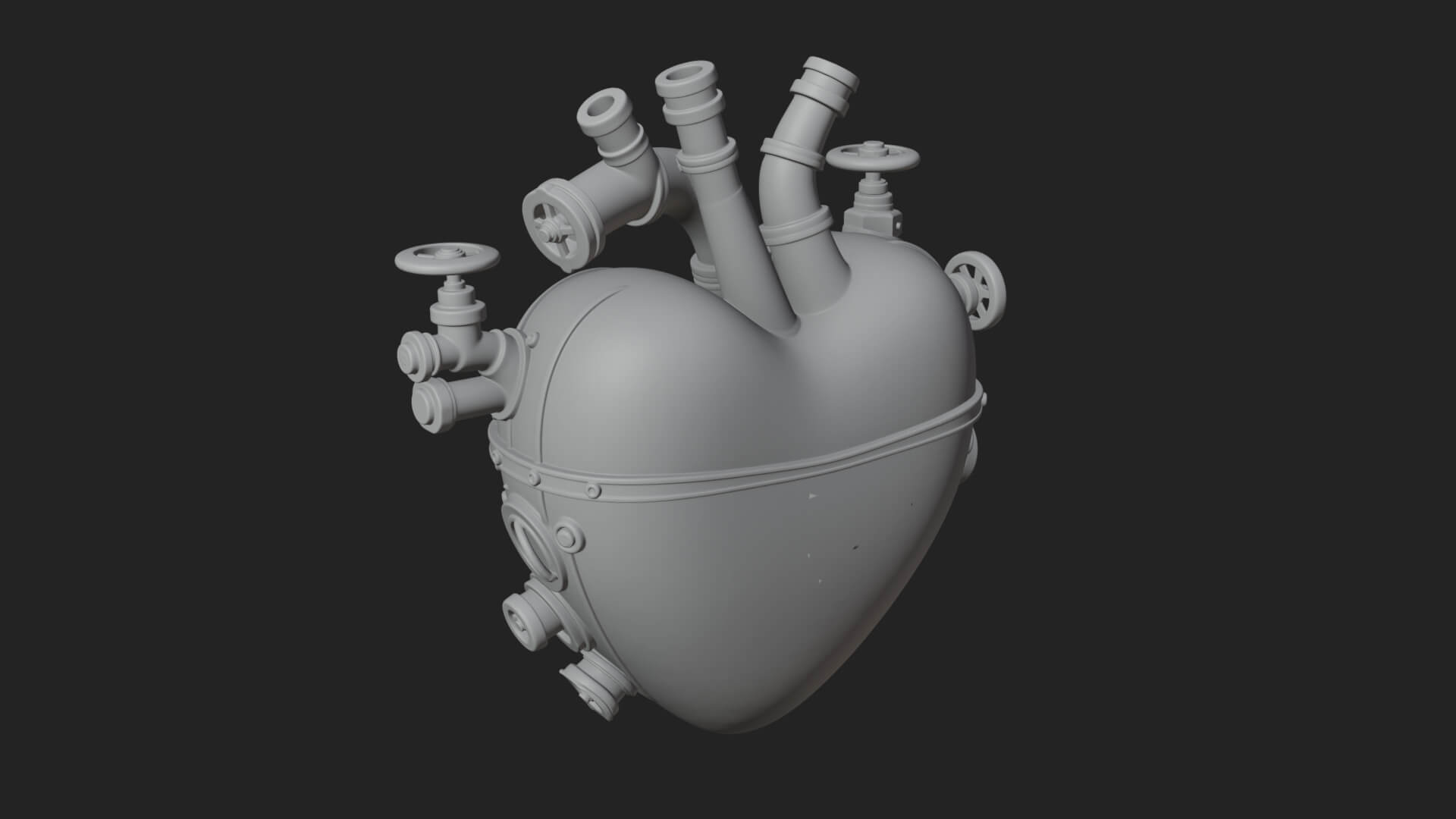 Steampunk Mechanical Heart Statue Design 18 3D Print 3D Model