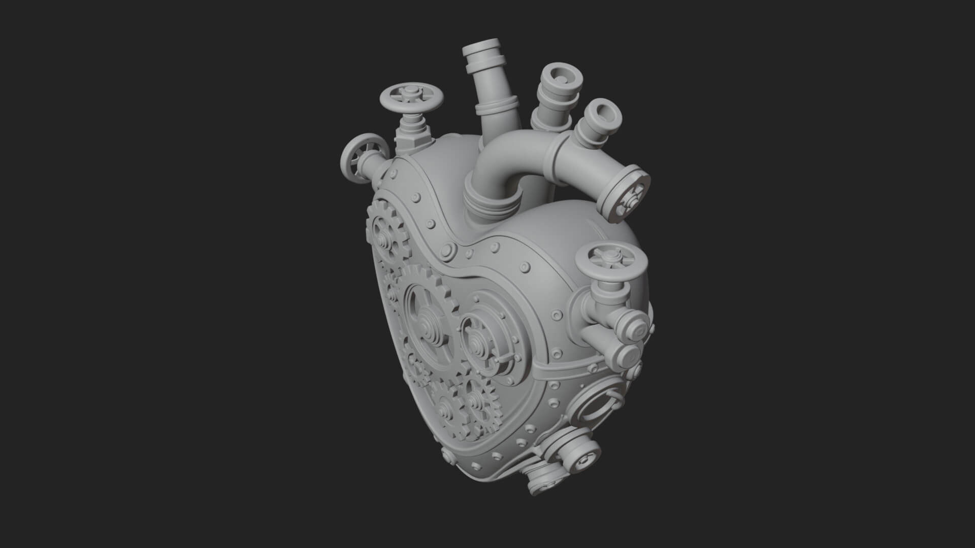Steampunk Mechanical Heart Statue Design 18 3D Print 3D Model