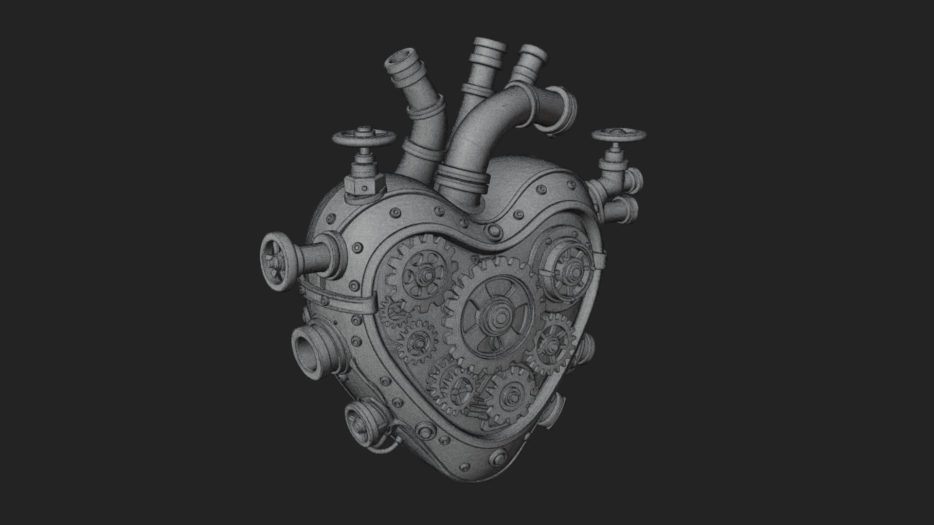 Steampunk Mechanical Heart Statue Design 18 3D Print 3D Model
