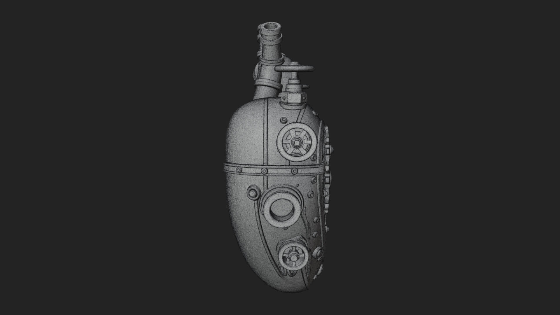 Steampunk Mechanical Heart Statue Design 18 3D Print 3D Model