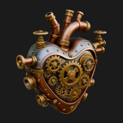 Steampunk Mechanical Heart Statue Design 18 3D Print