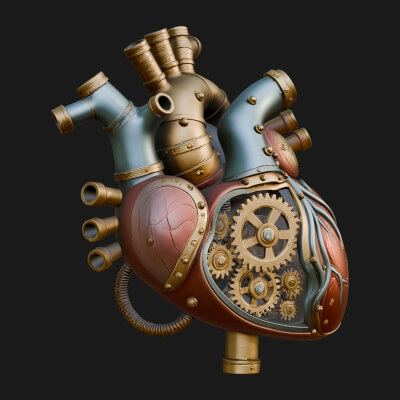Steampunk Mechanical Heart Statue Design 7 3D Print Model