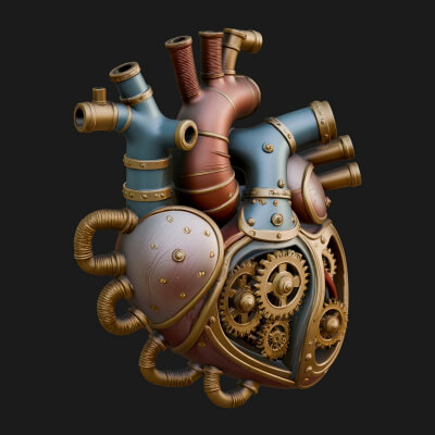 Steampunk Mechanical Heart Statue Design 8 3D Print Model
