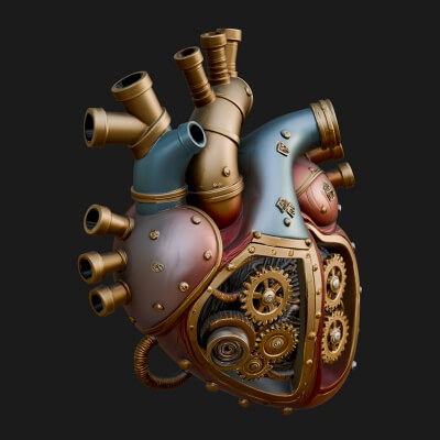 Steampunk Mechanical Heart Statue Design 9 3D Print Model
