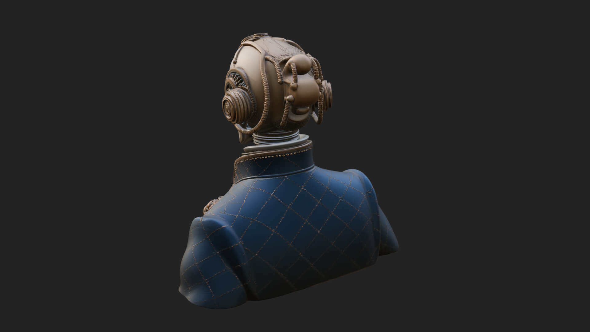 Steampunk Skull Bust Statue Design 1 3D Print Model 3D Model