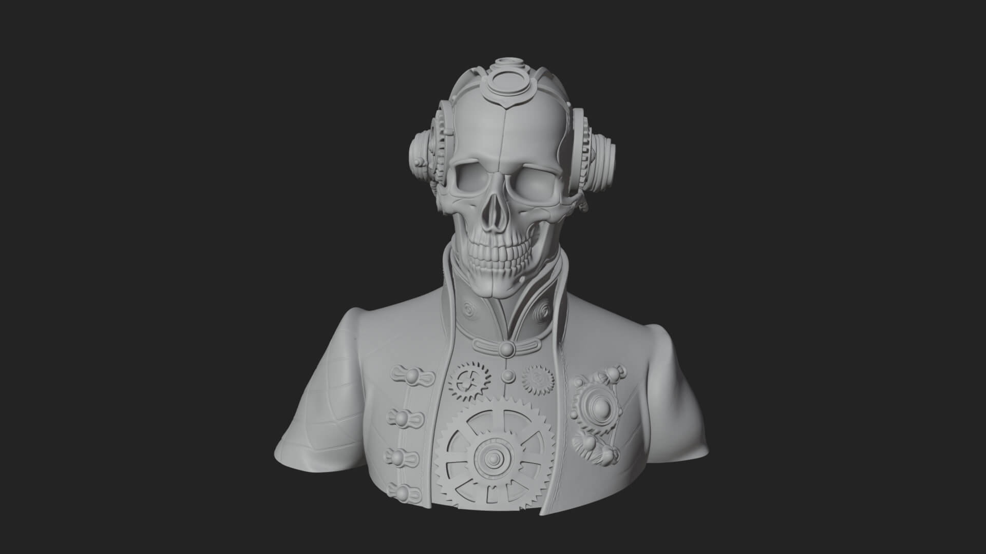 Steampunk Skull Bust Statue Design 1 3D Print Model 3D Model