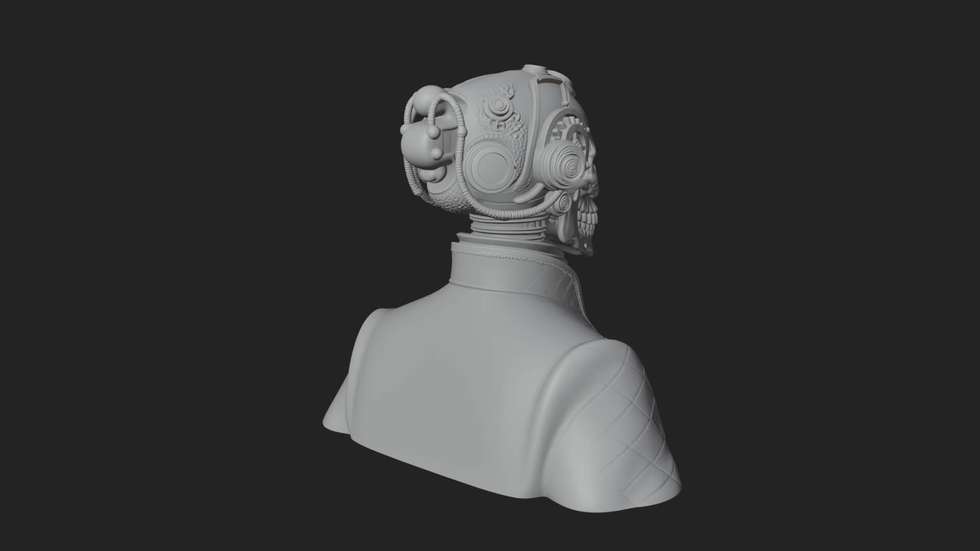 Steampunk Skull Bust Statue Design 1 3D Print Model 3D Model