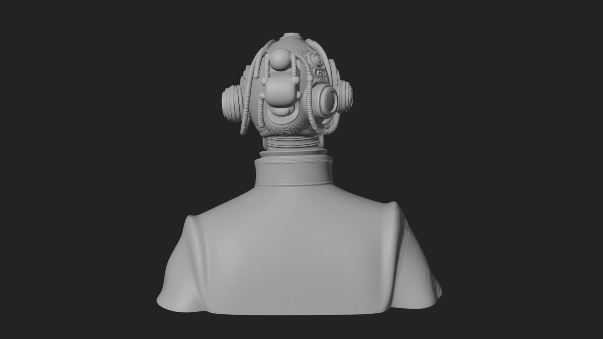 Steampunk Skull Bust Statue Design 1 3D Print Model 3D Model