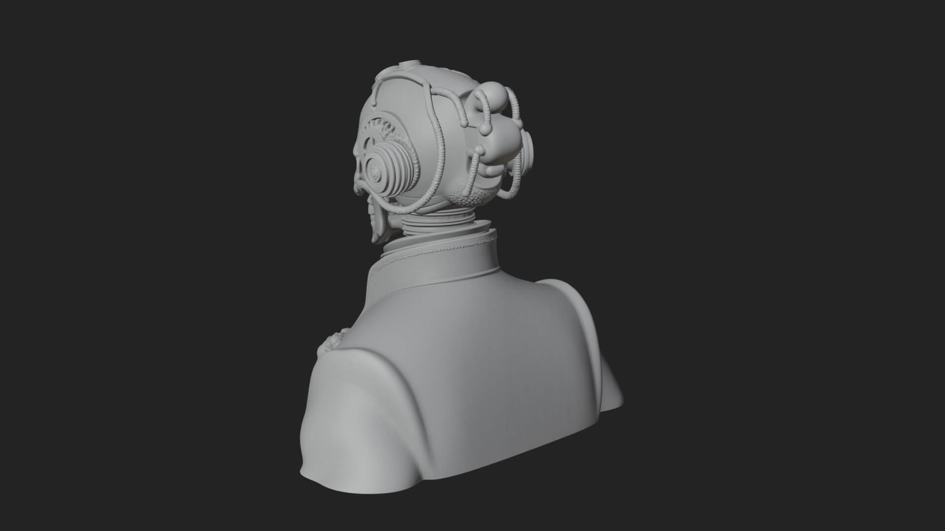 Steampunk Skull Bust Statue Design 1 3D Print Model 3D Model