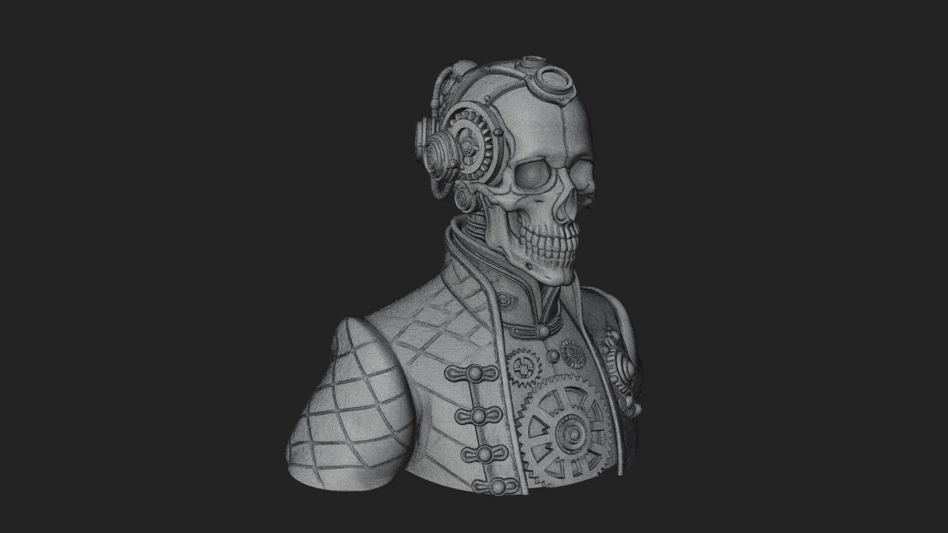 Steampunk Skull Bust Statue Design 1 3D Print Model 3D Model