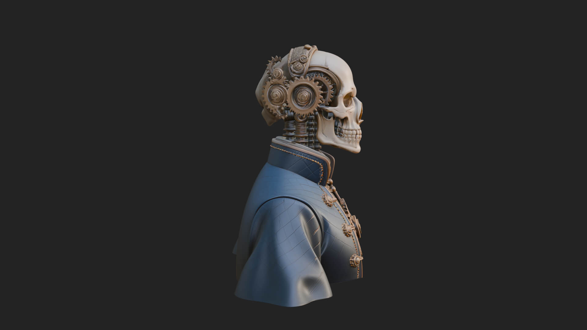 Steampunk Skull Bust Statue Design 2 3D Print Model by ARCHVANTA