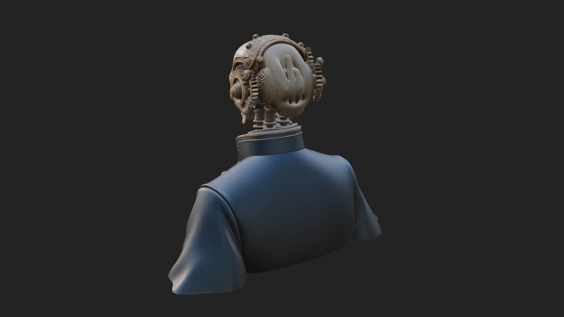 Steampunk Skull Bust Statue Design 2 3D Print Model 3D Model