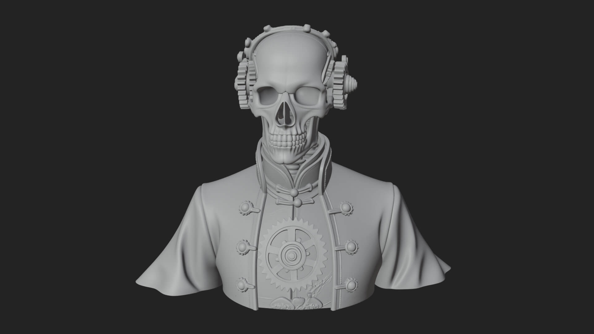 Steampunk Skull Bust Statue Design 2 3D Print Model 3D Model