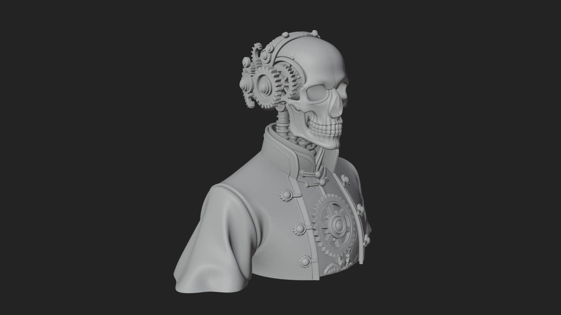 Steampunk Skull Bust Statue Design 2 3D Print Model 3D Model