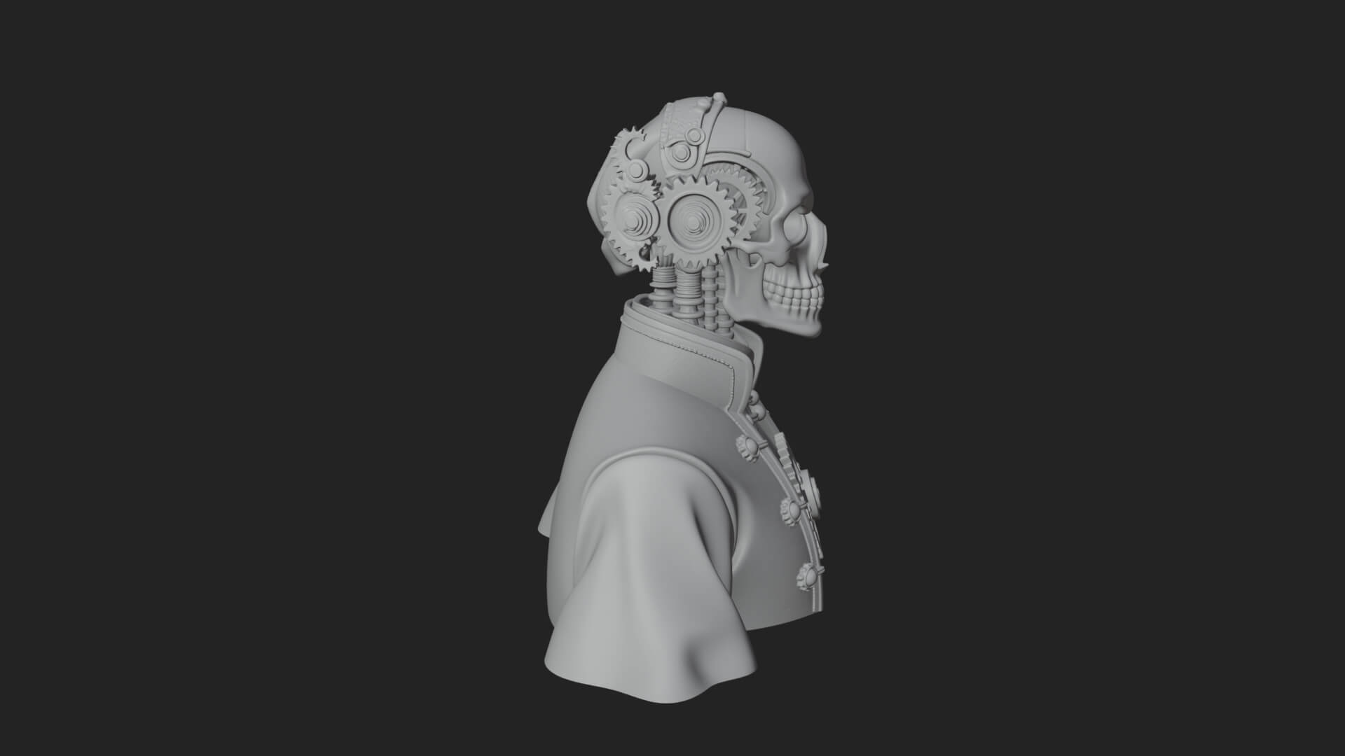 Steampunk Skull Bust Statue Design 2 3D Print Model 3D Model