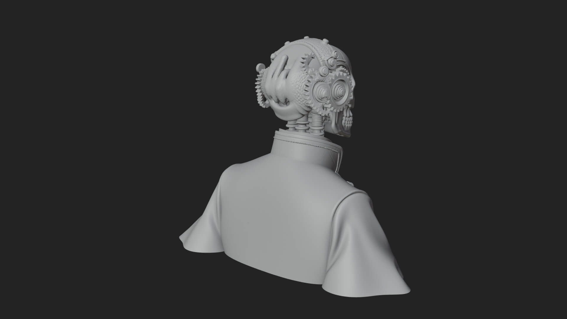 Steampunk Skull Bust Statue Design 2 3D Print Model 3D Model