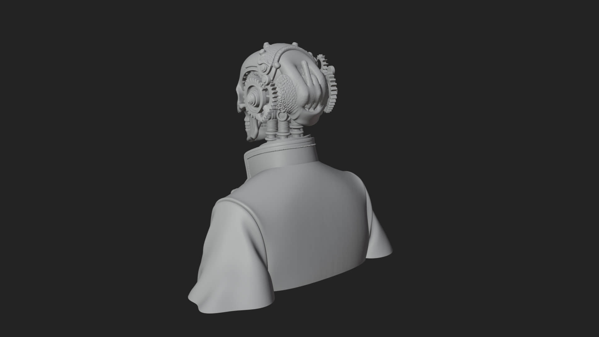 Steampunk Skull Bust Statue Design 2 3D Print Model 3D Model