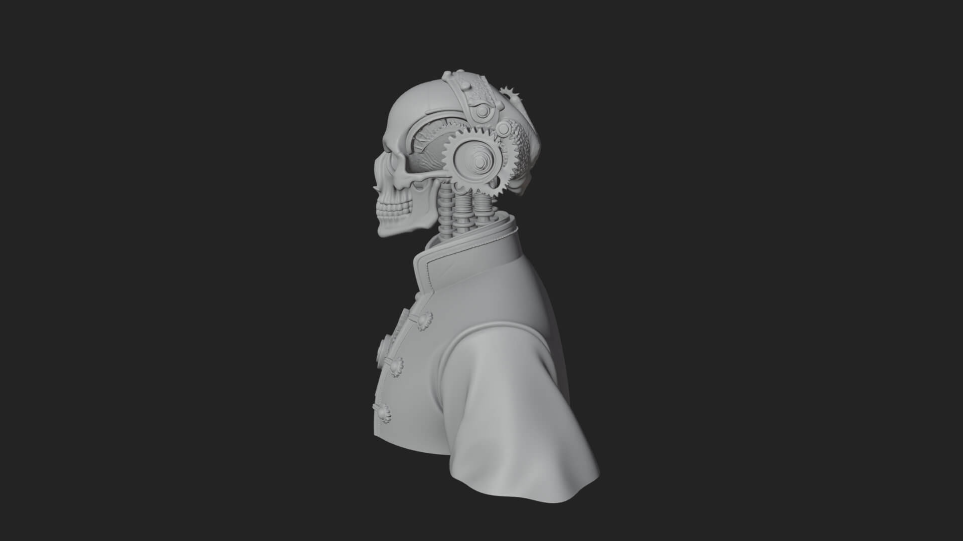 Steampunk Skull Bust Statue Design 2 3D Print Model 3D Model