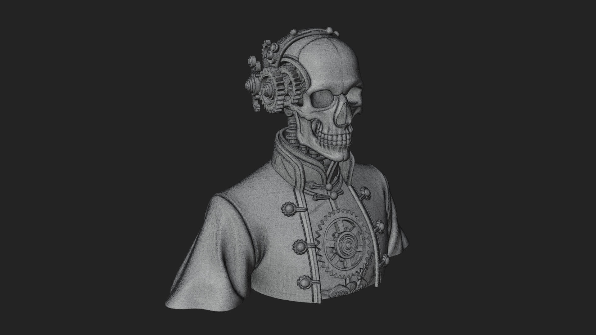 Steampunk Skull Bust Statue Design 2 3D Print Model 3D Model