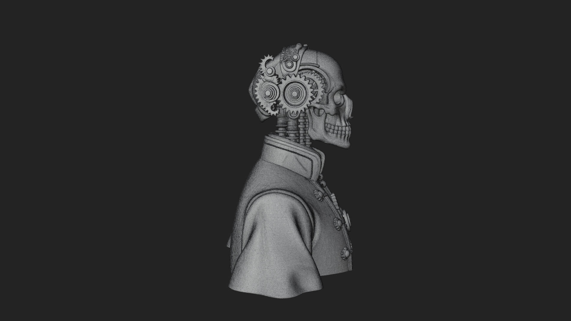 Steampunk Skull Bust Statue Design 2 3D Print Model 3D Model