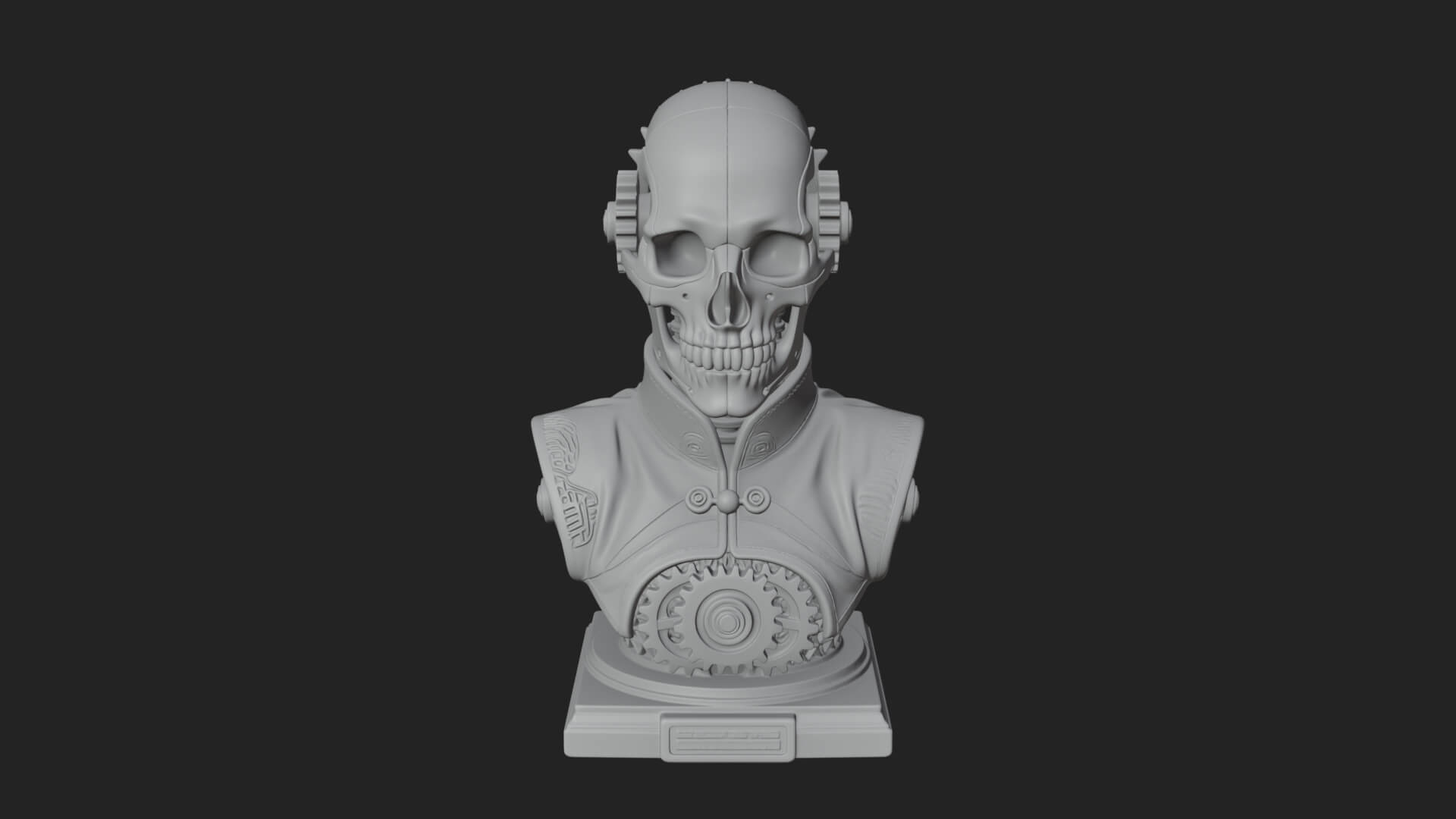 Steampunk Skull Bust Statue Design 3 3D Print Model 3D Model