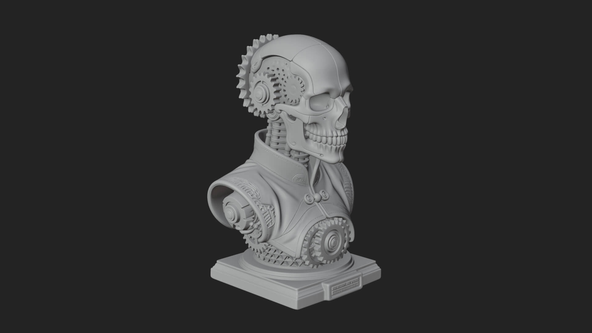 Steampunk Skull Bust Statue Design 3 3D Print Model 3D Model