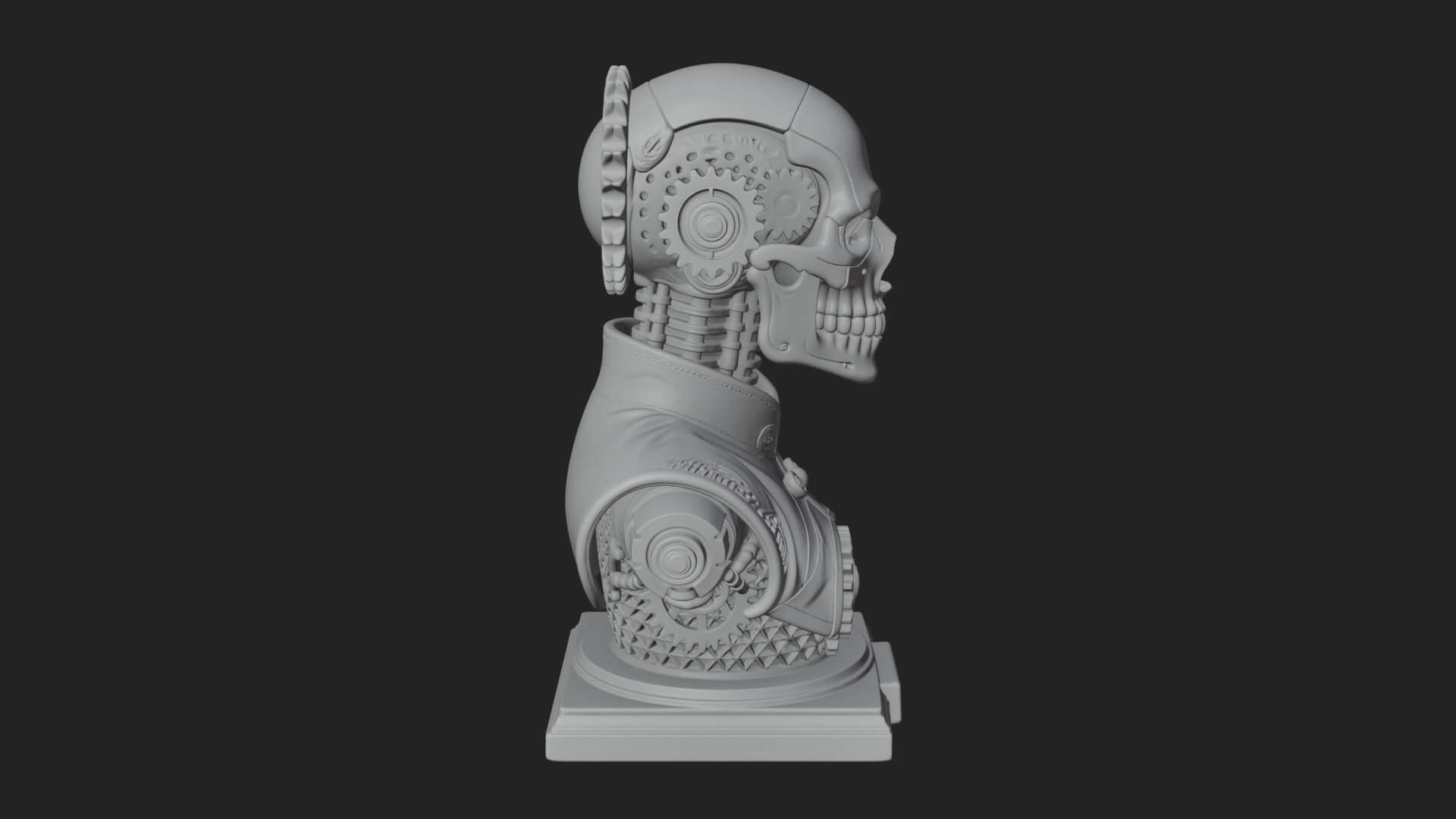 Steampunk Skull Bust Statue Design 3 3D Print Model 3D Model