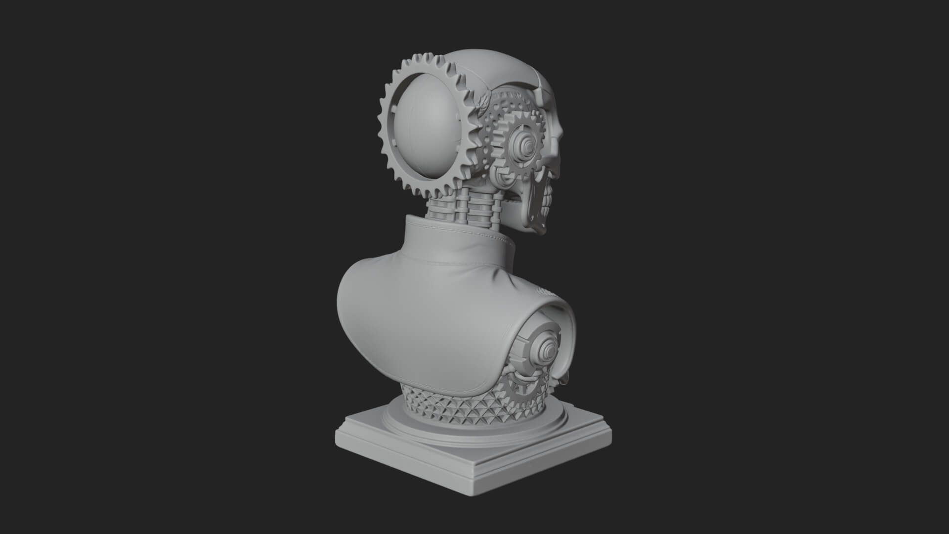 Steampunk Skull Bust Statue Design 3 3D Print Model 3D Model