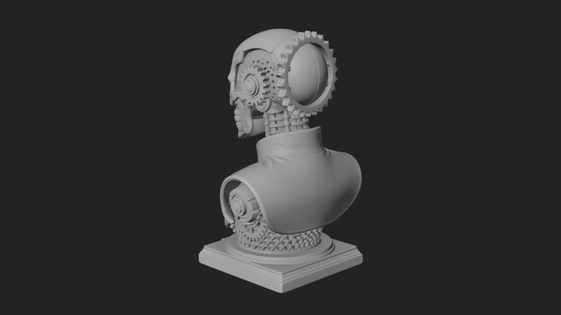 Steampunk Skull Bust Statue Design 3 3D Print Model 3D Model