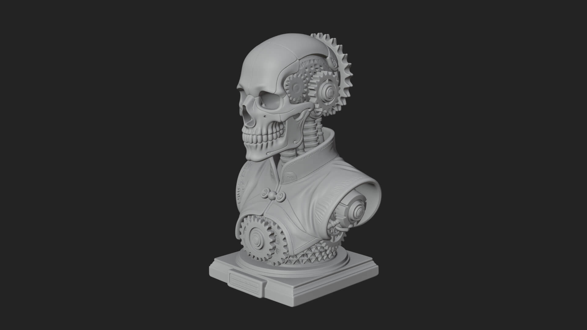 Steampunk Skull Bust Statue Design 3 3D Print Model 3D Model