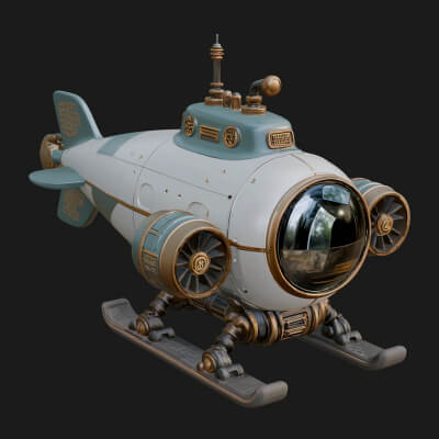 Steampunk Submersible Model Design 1 3D Print Model