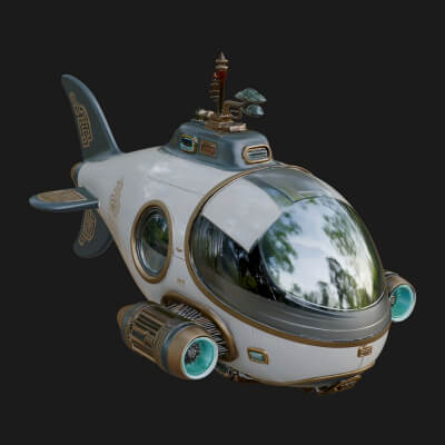 Steampunk Submersible Model Design 10 3D Print Model
