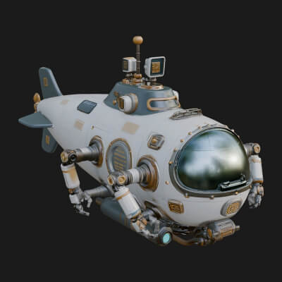 Steampunk Submersible Model Design 11 3D Print Model
