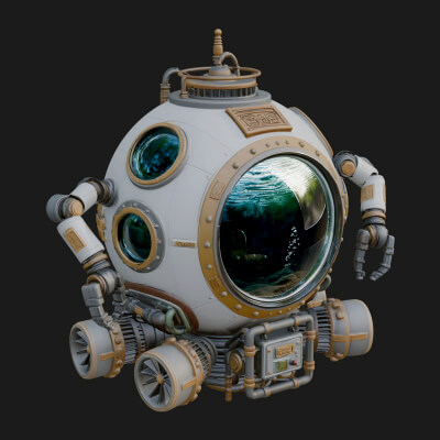 Steampunk Submersible Model Design 13 3D Print Model