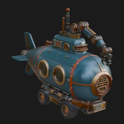 Steampunk Submersible Model Design 14 3D Print Model