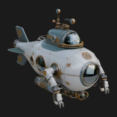Steampunk Submersible Model Design 17 3D Print Model