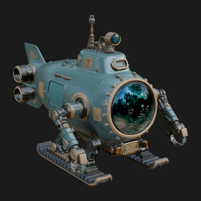 Steampunk Submersible Model Design 18 3D Print Model