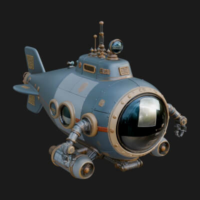 Steampunk Submersible Model Design 19 3D Print Model