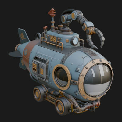 Steampunk Submersible Model Design 2 3D Print Model