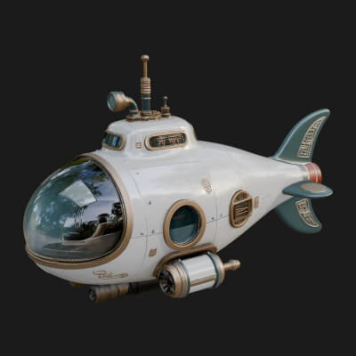 Steampunk Submersible Model Design 20 3D Print Model