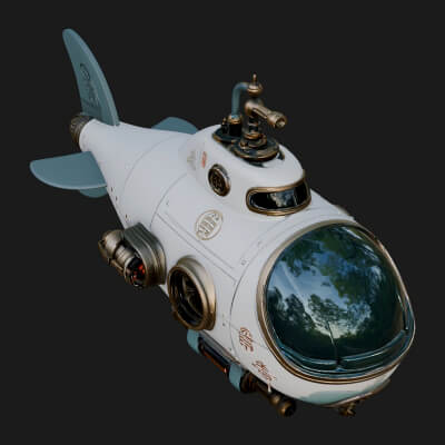 Steampunk Submersible Model Design 21 3D Print Model