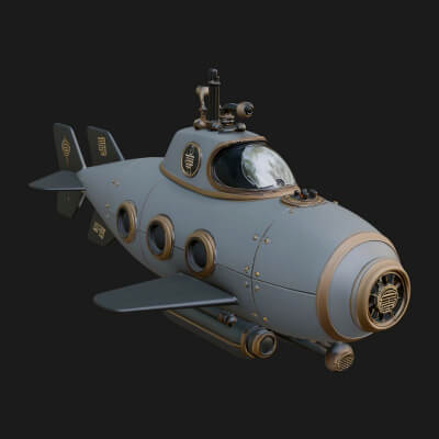 Steampunk Submersible Model Design 22 3D Print Model