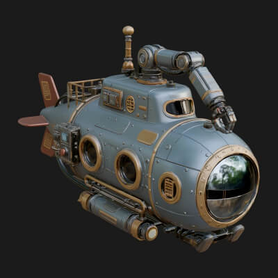 Steampunk Submersible Model Design 23 3D Print Model