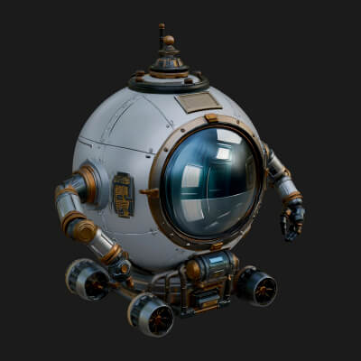 Steampunk Submersible Model Design 25 3D Print Model