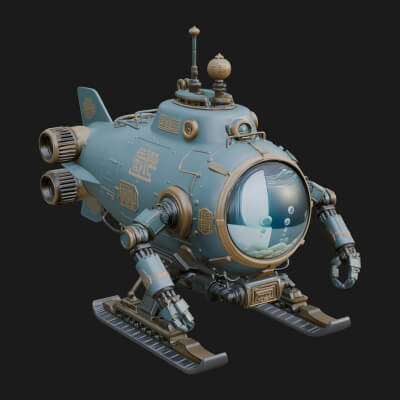 Steampunk Submersible Model Design 26 3D Print Model